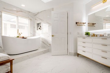 Bathroom remodel project at Gateshed Drive in Huntington Beach, CA